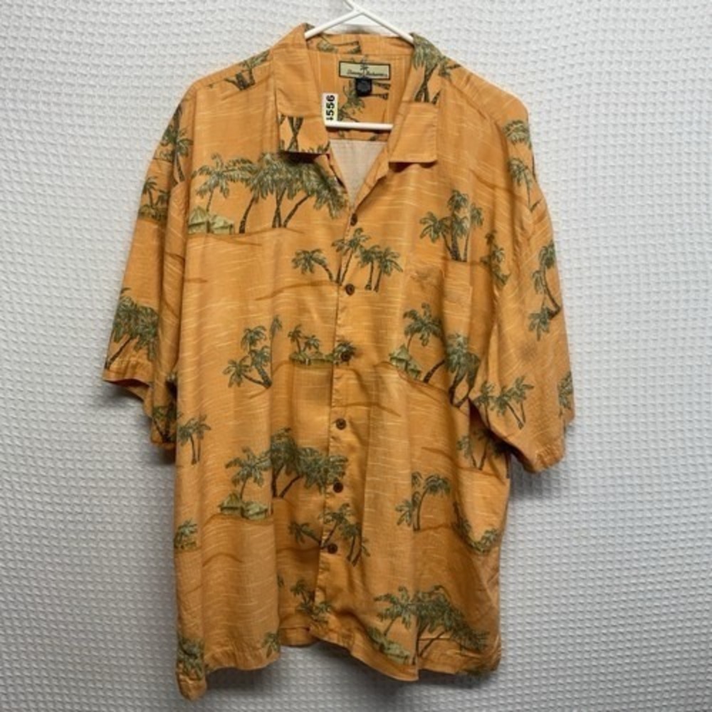 Tommy Bahama Orange Palm Tree Button Up Short Sleeve Camp Shirt Men 2XL China